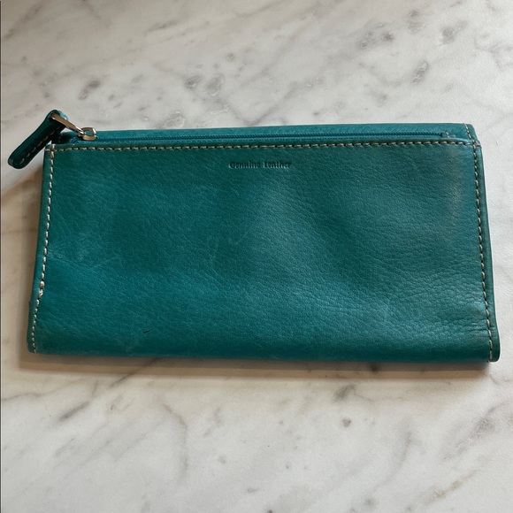 Vintage Y2K Fossil Turquoise Leather Wallet - Picture 4 of 8